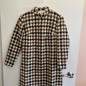 Bobbie Brooks Cream and Brown Houndstooth Dress